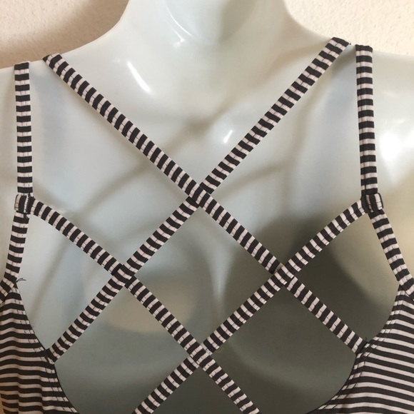 Prana Rebecca Dress Women's Striped Charcoal L Cage Strappy Back Beach Pool - Picture 3 of 7